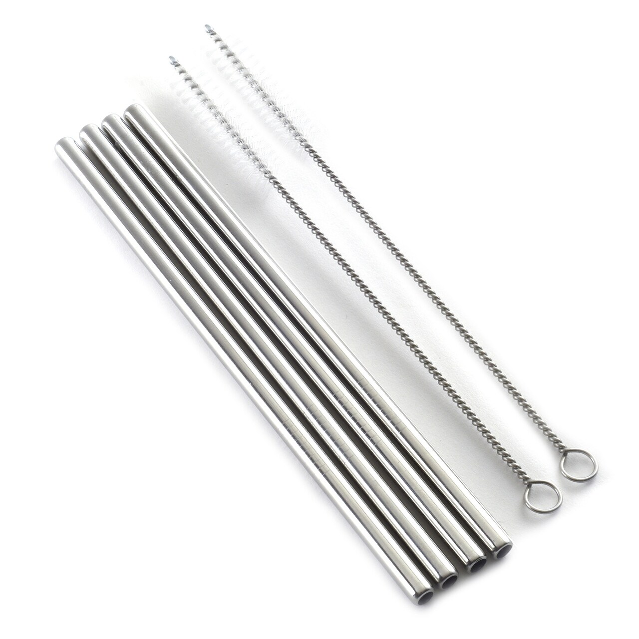 Norpro 8.5-Inch Stainless Steel Straight Drinking Straws with Cleaning Brushes, Set of 4